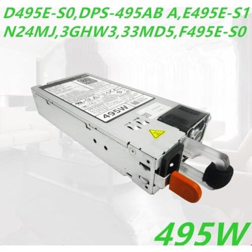 New PSU For Dell R720 730 620 520 T620 720 495W Power Supply D495E-S0 DPS-495AB A E495E-S1 N24MJ 3GHW3 33MD5 F495E-S0 9338D