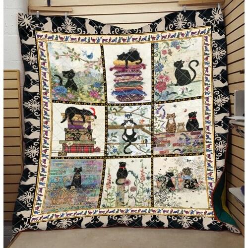 Cartoon Black Cat Quilt Cute 3D High End Fashion Kids School Adults Bed Cartoon Spring Summer Quilt Dropshipping