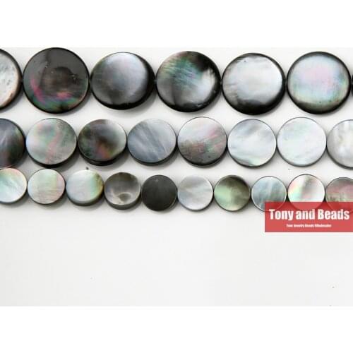 One 15" Strand =1Lot ! ) Black Lip Sea Shell Coin Loose Beads 11 15 20MM Pick Size For Jewelry Making