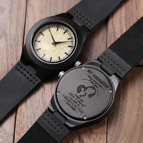 Personalized Gifts Wood Watch Christmas Party Gift For Daughter Birthday Private Custom Messages Wooden Watches Dropshiping
