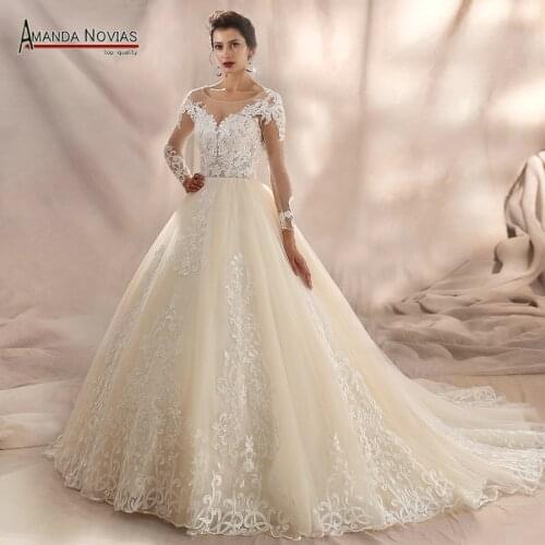 Stunning Sexy Lace Wedding Dress 2019 Long Sleeves Real Photos Amanda Novias