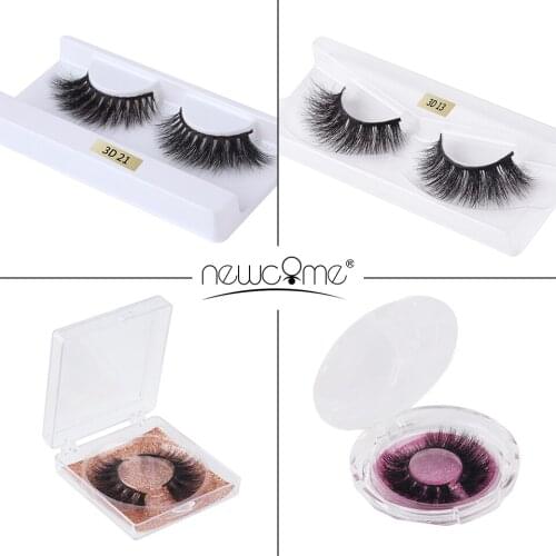 NEWCOME 3D Mink Eyelashes Full Strip Thick Cross Eyelashes 100% Handmade Cruelty Natural 16 Styles Mink Eyelashes Makeup Tools