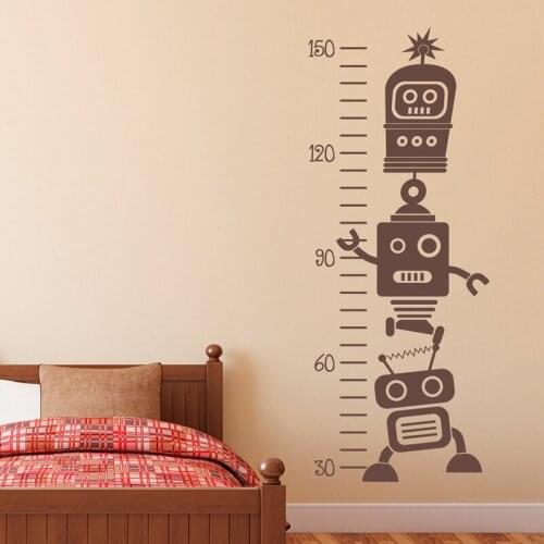 Removable Robot Growth Chart Vinyl Wall Decals Kids Room Art Decor Stickers Height Measurement Ruler