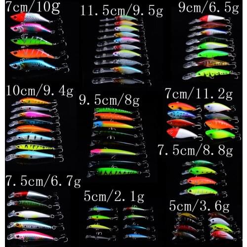 Mixed 10 ModelsFishing lures Minnow wobbler Sharp hooks With 3D eyes