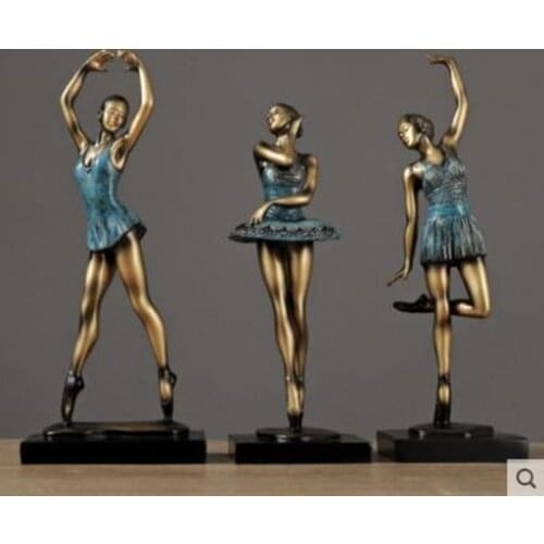 Three-piece European-style ballerina statue crafts, home office desktop decorations, creative home art furnishings
