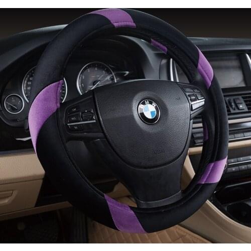 Universal Carr plush Steering-Wheel Covers Anti-slip Skidproof Durable 37-38CM/15" Dynamic Fibre Handmade Steering Wheel Cover