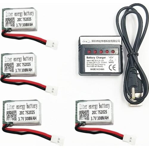 X4 X11 X13 RC quadcopter 3.7V 300mah 752025 20c Li-po battery*4pcs+ 1 charger box Battery for X4 X11 X13