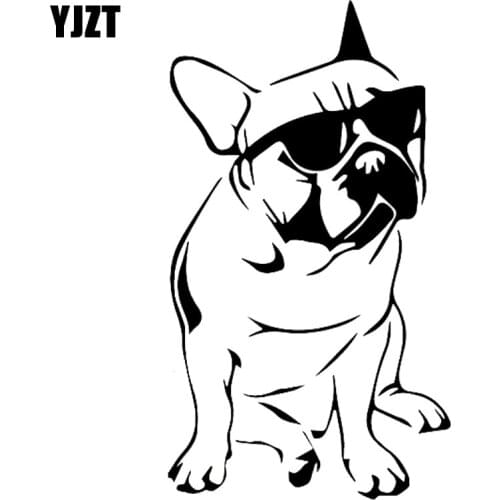 YJZT 10.2CM*17.9CM Cool Eyed Dog Personality Car Vinyl Sticker Decals Black/Silver C10-00180