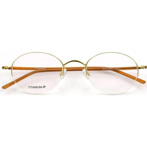 YOUTOP Round Pure Titanium & Acetate Mens Womens Oval Half-rim Thin Lightweight Fashion Optical Eyeglasses Frames 9124