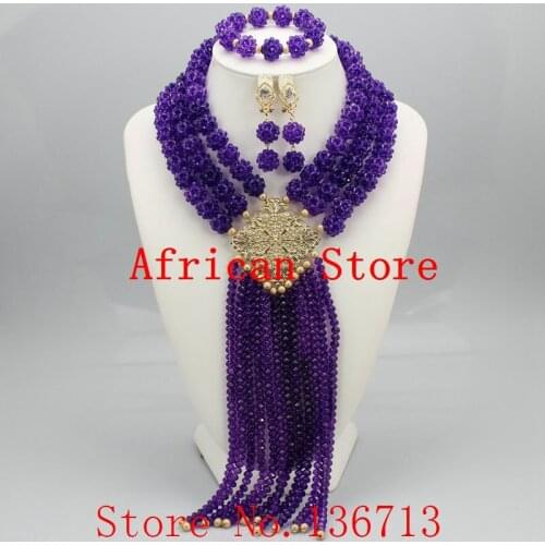New Design Nigerian Wedding African Beads Jewelry Set Crystal Free Shipping Bride Wedding Jewelry Sets Online R5812