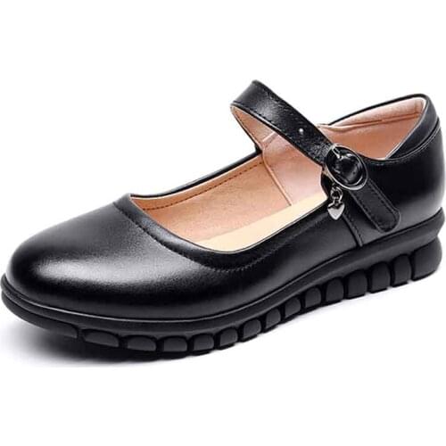 Women Wedges Genuine Leather Classic Mary Jane Leisure Shoes Comfortable Round Toe Round Toe WP023