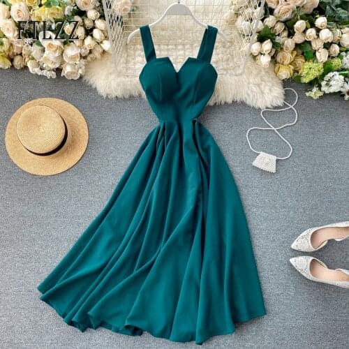 2020 New Women V-neck Party Dress Summer Retro Solid Color High Waist Long Robe Ladies Slim Backless Bodycon Dress Vestidos