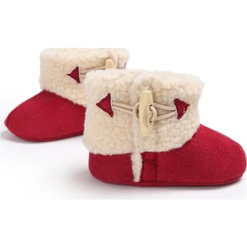 0-18M Newborn Infant Baby Girls Snow Boots Winter Warm Baby Shoes Solid Button Plush Ankle Boots