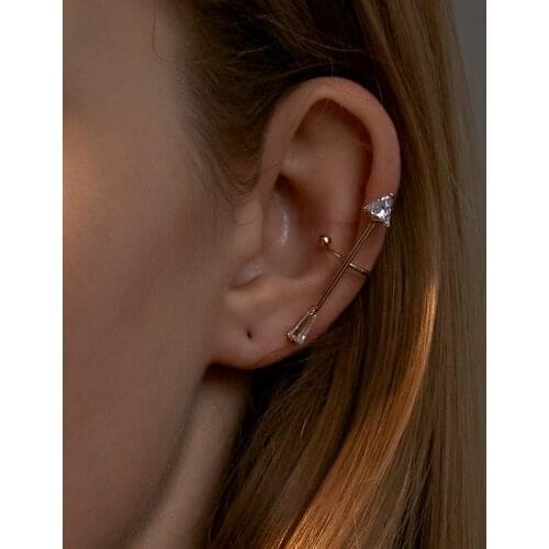 1pc Crystal Arrow Ear Cuff Earring Simple Non Pierced Ear Bone Clip Earring for Women Earcuff Climbers Wrap Earrings Jewelry