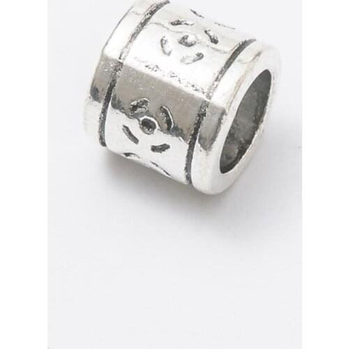10Pcs/Lot Antique Silver Color DIY Zinc alloy Big Hole Spacer Bead Charm Fits Jewelry making Bracelet js1144