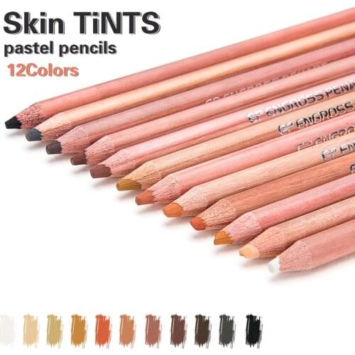 12 Professional Soft Pastel Pencils Portrait Tints Pastel Painting Pencils Art Supplies Drawing Skin Pencils Colores Stationery