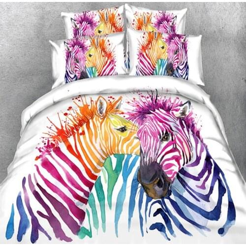 3D animal printed bedding white background two watercolor zebras printing pink dream girl bedding sets 2/3 pcs