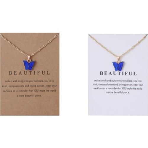 2pcs Card Fashion Jewelry Butterfly Pendant Necklace For Women Girl