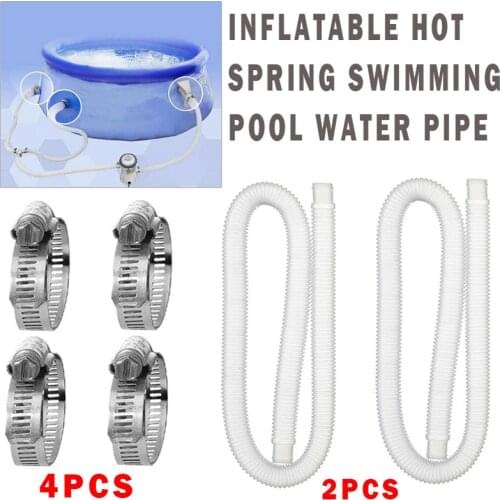 2pcs 1.5m 32mm Swimming Pool Hose Water Pipe With 4 Metal Clips For Sucking Off Water Or Recirculating Water