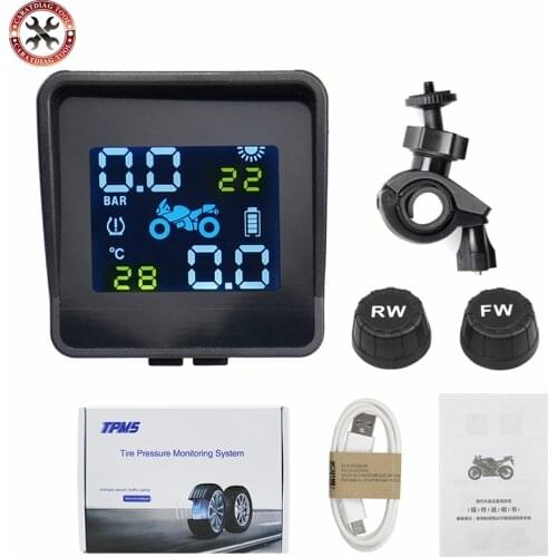 2020 HOT USB Solar Charging Motorcycle TPMS Motor Tire Pressure Tyre Temperature Monitoring Alarm System +2 External Sensors