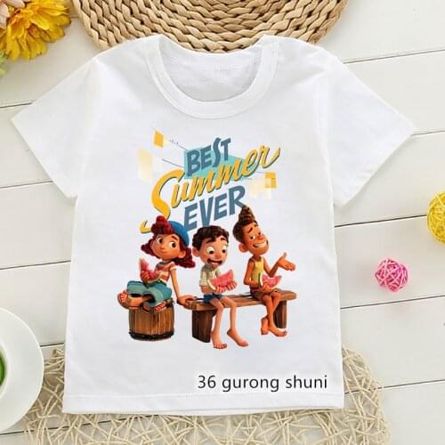 2021 Luca Alberto Giulia T Shrit Cartoon Print Summer Anime Clothes Kawaii Boys Girls kids Clothes Children Clothing Harajuku