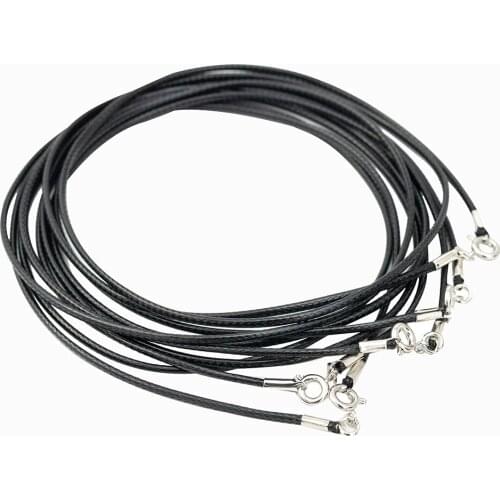 50pcs 1.5mm/ 20inch black waxed rope necklace chain with spring buckle for jewelry wholeasle