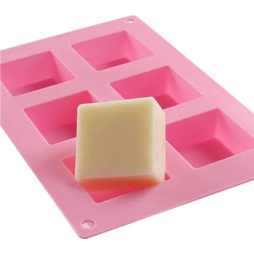 6 cavity square Cake mould Diy chocolate rice cake aroma plaster mold Silicone handmade soap mold