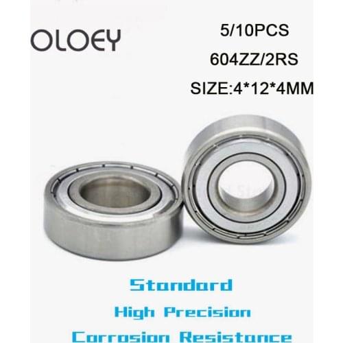 604ZZ 2RS 5/10PCS OLOEY Bearing 4X12X4mm 604RS Single Row Deep Groove Ball Radial Ball Bearing Sealed Bearing Metric Excellent