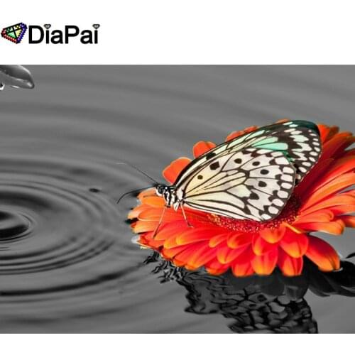 DIAPAI Diamond Painting 5D DIY 100% Full Square/Round Drill "Butterfly flower" Diamond Embroidery Cross Stitch 3D Decor A25218