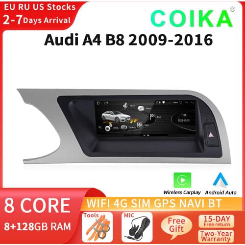 Android 10 System Car Multimedia Screen For Audi A4 B8 09-16 IPS Touch Screen 2+32GB RAM WIFI Google SWC BT GPS Navi Head Unit