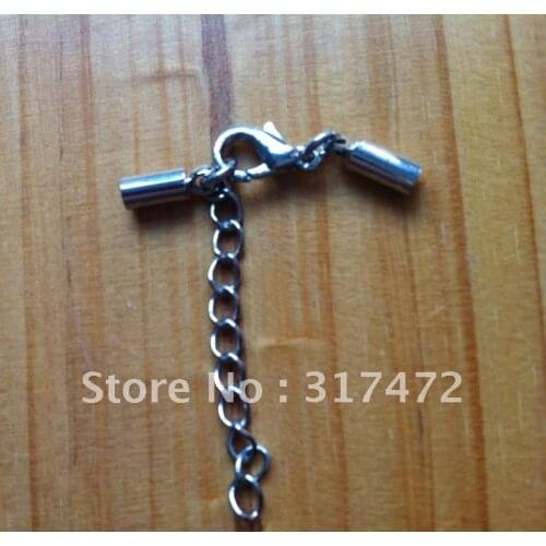 Freeshipping!! 2mm Leather Cord clasp with Extended Chain Making Jewelry Findings
