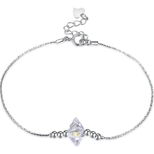 ZEMIOR 925 Sterling Silver Link Bracelets For Women With Austria Crystal Simple Atmosphere Bracelet Party Shining Fine Jewelry