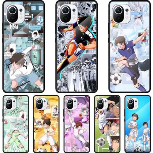Tempered Glass Case For Xiaomi Redmi Note 10 9T 9S 9 8T K40 8 Pro 8A 7 9A 9C Cover Coque Captain Tsubasa Ozora Genzo football
