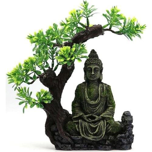 Ancient Buddhism Statue in Zen Fish Tank Landscaping Ornament Simulation Crafts Aquarium Decorations Fish Entertainment