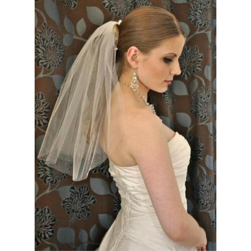 Elegant white ivory short one Layer Bridal Veil wedding veil Bridal Gowns with comb wedding party tulle veil Wedding Accessories