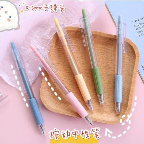 1pc Simple Design Korea Stationery Black Ink 0.5mm Gel Pen Candy Color Neutral Pens School Office Supplies Wholesale