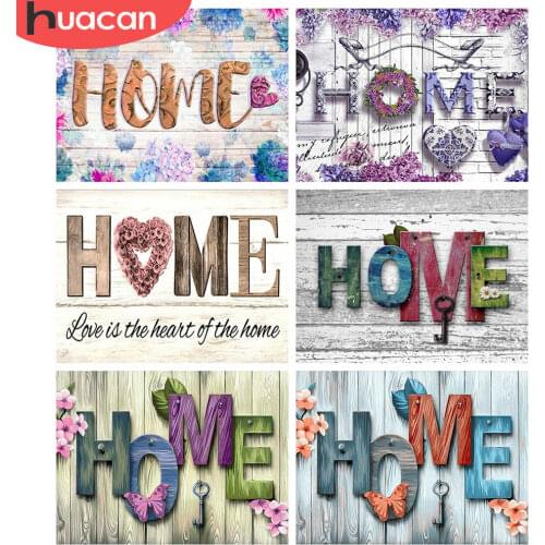 HUACAN 5D DIY Diamond Painting Sweet Home Wall Art Decor Full Square Diamond Embroidery Sale Text Handmade Gift