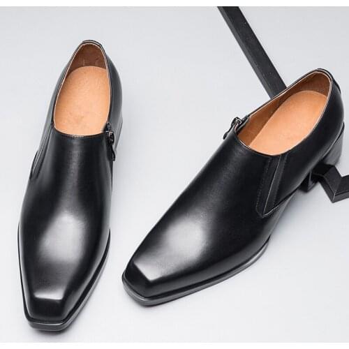 Small Size 5-10 Men High-Heeled Formall Dress Shoes England Style Height Increasing Genuine Leather Oxfords Leisure Shoes Men