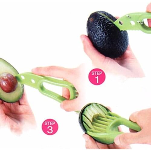 Multi-functional 3-in-1 Avocado Slicer Shea Corer Butter Peeler Fruit Cutter Pulp Separator Plastic Knife Vegetable Tools