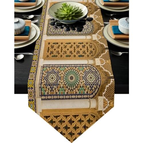 Arab Mosque Table Runner For Home Wedding Banquet Festival Party Hotel Placemat Coasters Home Decoration