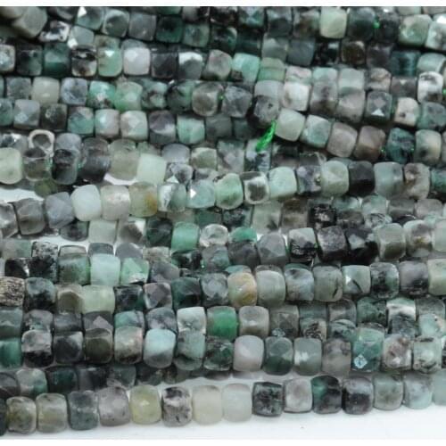 Natural Simple Quality Emerald Faceted Irregular Cube Beads 3.5mm-3.8mm
