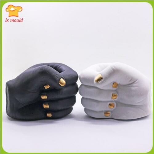 New Fist Silicone Mold Plaster Silicone Flower Pot Molds Hand Fist Shape Mould Candle