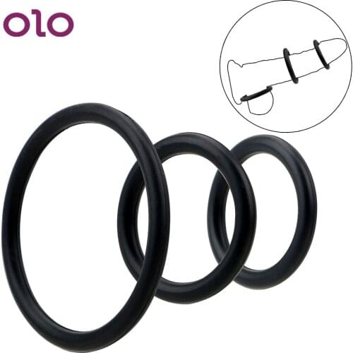 OLO 3 Pieces/Set Delay Ejaculation Sex Toys for Men Semen Lock Ring Elastic Penis Rings Cock Ring Silicone Adult Product