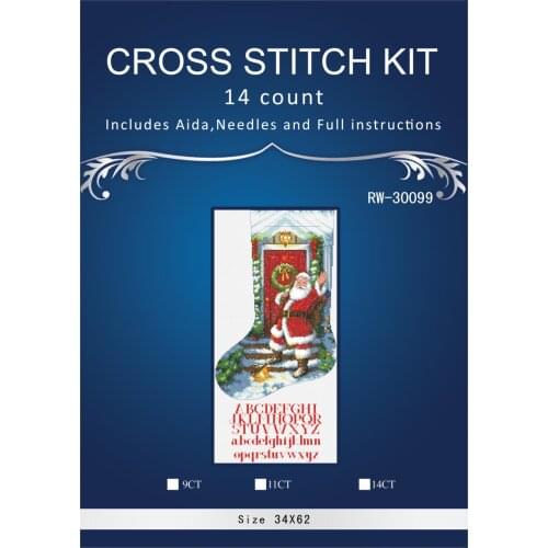 Oneroom Snow birds christmas sock Embroidery Crafts Needlework 14CT Unprinted Arts Cross Stitch Kits DMC DIY Quality 39