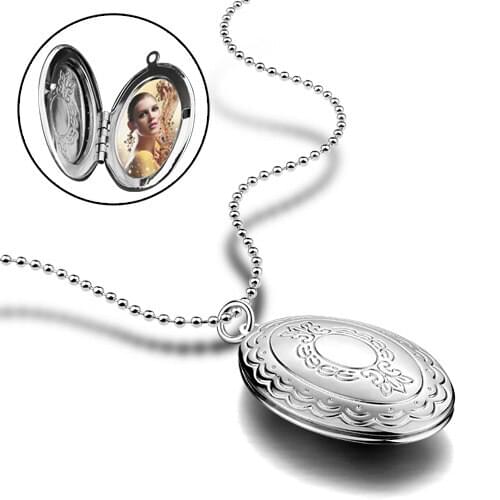 925 Silver Playable Photo Necklace Pure Silver Photo Box Photo Frame Customized Photo Necklace Korean Version Couple Jewelry
