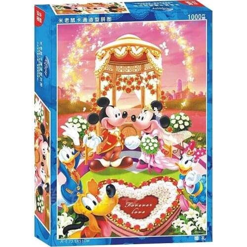 Disney Cartoon Puzzles Children Mickey Wedding 1000 Pieces Adult Jigsaw Puzzles Cartoon Animation Intelligence Toy Gifts