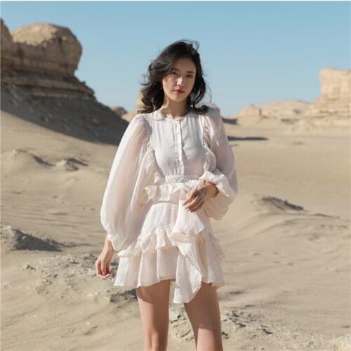 DUISNENA beach style dress closed waist irregular flounces edge women dresses with batwing sleeve vestidos