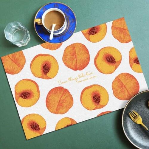 PU Leather Colorful Fruit Print Placemat Insulation Meal Table Pad Waterproof Washable Anti-Hot Pad Household Supplies