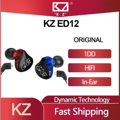 KZ ED12 Wired Earphones 1DD Dynamic Detachable Cable Audio Monitors Earbuds Noise Isolated HiFi Music Sports Headsets with Mic