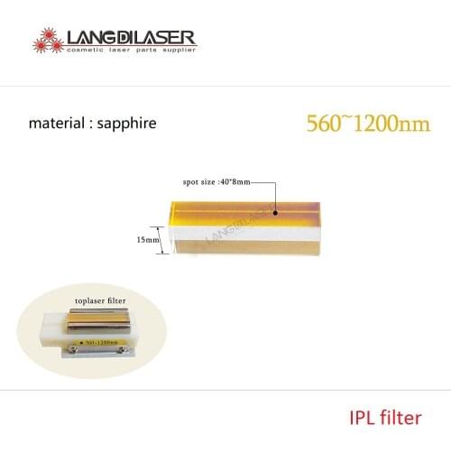 Size : 40*8*15mm , sapphire laser tips filter : 560nm~1200nm , window size : 40*8 , for BeiJing Toplaser handpiece